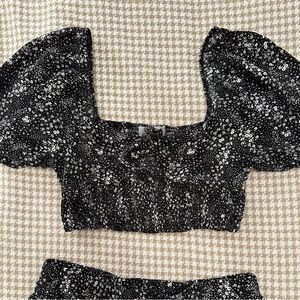 2 piece Black Floral Set